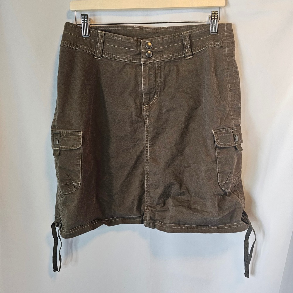 KUHL Cargo Skirt 10 Brown Green Gorpcore Hiking Outdoor Mini Skirt Earthy